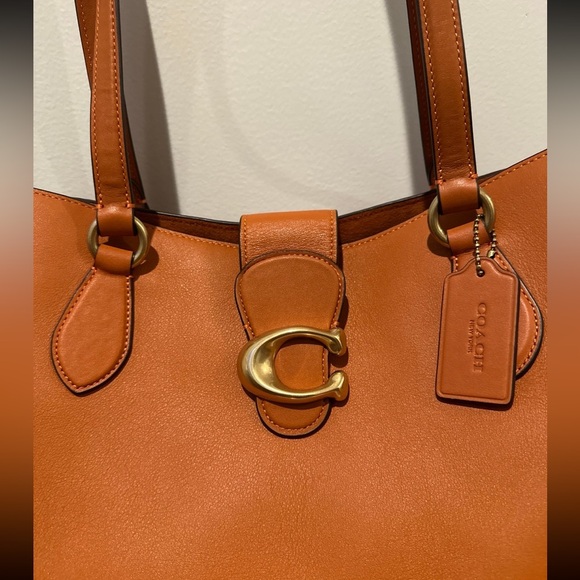 Coach Theo Leather Tote “Signature C” Canyon Handbag Bag $450 - Picture 3 of 15